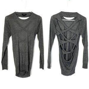 Miss Me Cashmere Blend Criss Cross Open Back Shirt